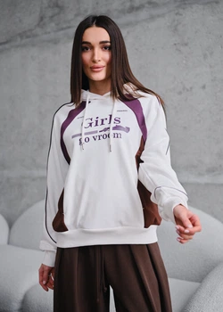 Женское худи стафф белое oversize удобное Staff go vroom 2 oversize S (381761)