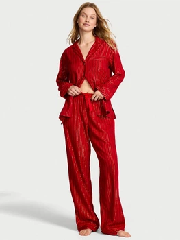 Піжама (сорочка + штани) жіноча бавовняна Victoria's Secret 27137641 S Червона (751129345513)