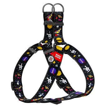 Шлея WAUDOG Nylon рисунок NASA размер XL для собак крупных пород мастифов кане-корсо овчарок с QR паспортом нейлоновая прочная с пластиковым фастексом 324-0047