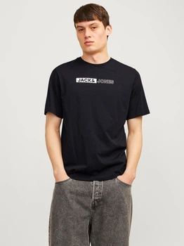 Футболка хлопковая длинная мужская Jack & Jones 12233999 XL Black (5715424107154)