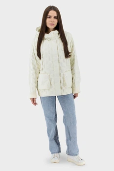 Жіноча осіння куртка casual з качиним пухом і капюшоном Snow Owl (молочний, 2XL), 116870, 116839