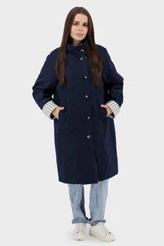 Жіночий casual плащ сезону осінь-весна з качиним пухом Basic (темно-синій, M), 116905, 116841