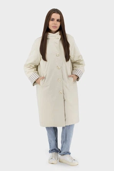 Жіночий casual плащ сезону осінь-весна з качиним пухом Basic (молочний, M), 116903, 116841