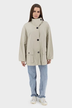 Жіночий однотонний плащ casual з довгим рукавом на ґудзиках Basic (бежевий, M), 116893, 116843