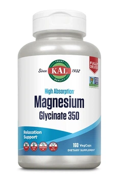 Глицинат магния с высокой абсорбцией KAL, High Absorption Magnesium Glycinate 350, 160 капсул