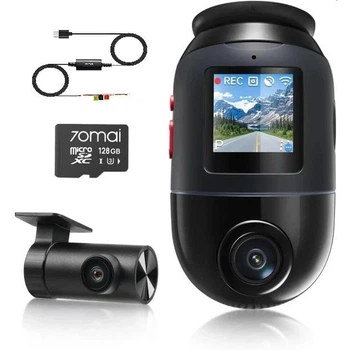Автомобильный видеорегистратор 70Mai Omni X800 4K черный + Задняя камера RC14 + Парковочный кабель UP03 + SD карта 128GB Global