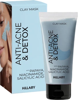 Глиняна детокс-маска для проблемної шкіри обличчя Hillary Anti-Acne & Detox Clay Mask 90 мл (4823116602885)
