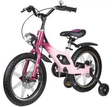Детский двухколесный велосипед Cruiser ICONIC 14" для детей 3–5 лет магниевая рама дисковые ручные тормоза фонарь и звонок розовый