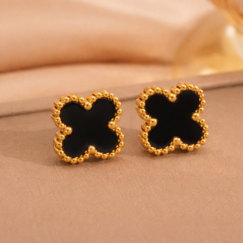 Сережки в стилі Van Cleef (Gold-Black)