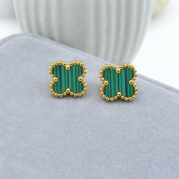 Сережки в стилі Van Cleef (Gold-Green)