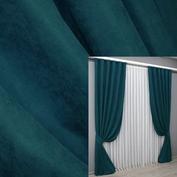 Комплект готовых штор VR-Textil Микровелюр Petek № 1494ш Изумрудный 150х270 см 2 шт (33-1032)