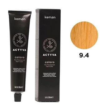 Перманентная краска для волос с гранатовым и кокосовым маслом Kemon Actyva Coloro Permanent 9.4 Очень светлый медный блонд 100 мл