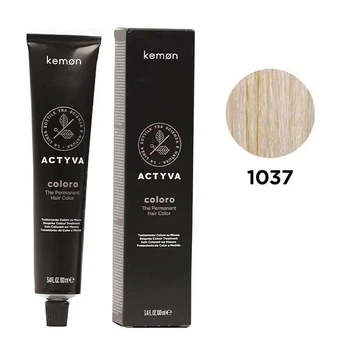 Перманентная краска для волос с гранатовым и кокосовым маслом Kemon Actyva Coloro Permanent 1037 Золотисто-фиолетовый суперсветлый блонд 100 мл