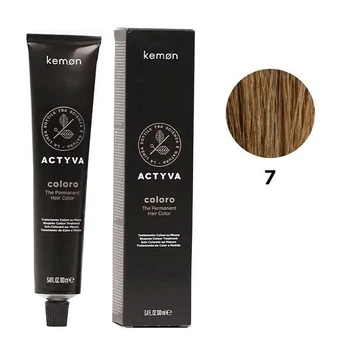 Перманентная краска для волос с гранатовым и кокосовым маслом Kemon Actyva Coloro Permanent 7 Средне-русый 100 мл