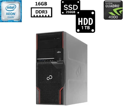 Компьютер Fujitsu Celsius M720 Xeon E5-1620 3.60GHz 16GB DDR3 SSD 256GB+HDD 1TB NVIDIA Quadro 4000 2GB 500W ATX (PCFM720R16S250H1NQ4A) Б/У