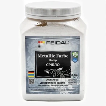Эмаль с металлическим перламутровым блеском Feidal Metallic Farbe Серебро 0.8л