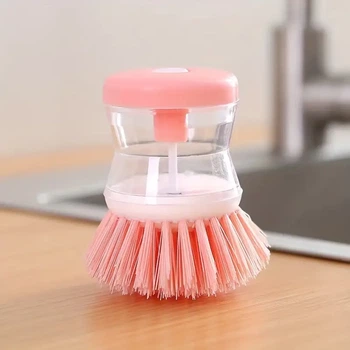 Щітка для миття посуду Economix Cleaning з дозатором рожевий