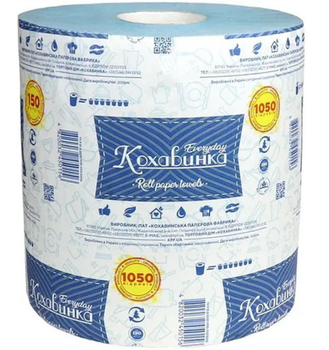 Рушники паперові КОХАВИНКА 1шт. 1-шар. 1050арк. синій, 150м (2)