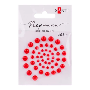 Перлини SANTI 952640 червоні, самоклеючі (50шт.) /952640/