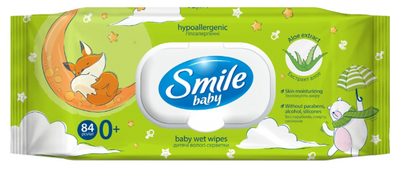 Серветки вологі Smile Baby 84шт Алое, з клапаном (12)