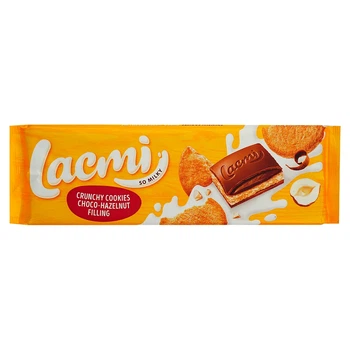 Упаковка шоколаду Roshen Lacmi молочний з шоколадно-горіховою начинкою та печивом 265 г х 12 шт