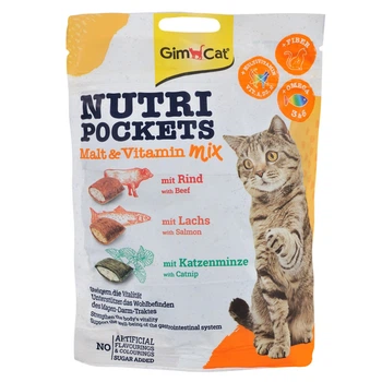 Витаменное лакомство GimCat Nutri Pockets для кошек для укрепления иммунитета мультивитамин микс 150 г (4002064419169)