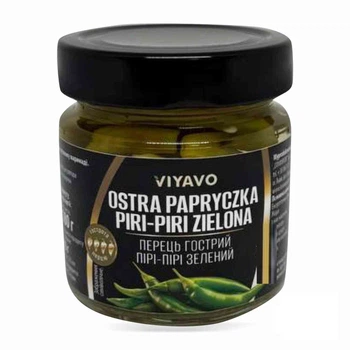 Перец маринованный Viyavo острый пири-пири зеленый ск/б 225 мл. (5902166756324)