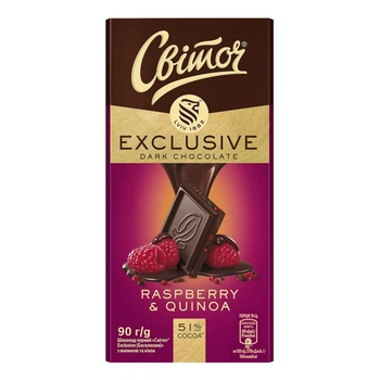 Шоколад Светоч Exclusive черный с малиной и киноа 90 г. (7613287913111)