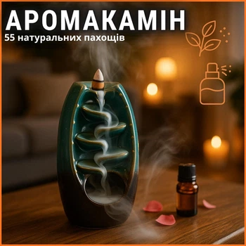 Камін керамічний ароматичний фонтан Ruhhy 22655 аромалампа міні-камін для квартири ароматизатор для дому настільний декоративний з набором ароматичних конусів