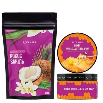 Двойной медовый антицеллюлитный набор для тела: Скраб+обертывание Reclaire cosmetics Rc2171