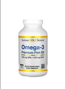 Омега-3 рыбий жир премиум-класса California Gold Nutrition (Omega-3 Premium Fish Oil) 240 капсул