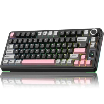 Игровая механическая клавиатура AULA S75 Pro Black-Pink, 75%, RGB, USB‑C/2.4 GHz/Bluetooth, Hot‑Swap, Gasket‑Mount