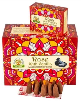 Namaste india rose vanilla, конусы из Индии жидкий дым , арома конусы