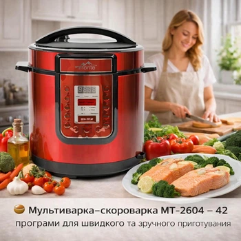 Мультиварка Скороварка Monte MT-2604 1000 Вт красная для дома