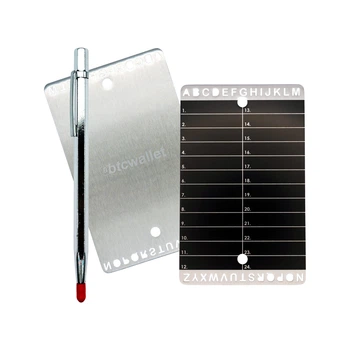 Металеві пластини Btcwallet Plate для зберігання сід-фрази 2 штуки + гравірувальна ручка 73x117мм