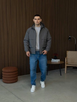 Чоловіча весняна демісезонна куртка M.A.D.I.S.S темно-сірий 3XL