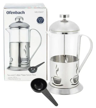 Френч-пресс Ofenbach KM-100607 1000 мл с ложкой, стекло