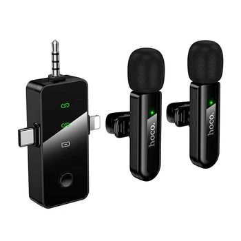 Мікрофон HOCO Fair dual-mic wireless microphone L20C (iP/Type-C/3.5) |ENC, 2.4G| Black