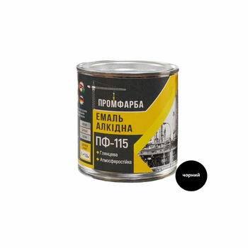 Емаль алкідна ПФ-115 ПРОМФАРБА чорна 2.8кг 1.9л