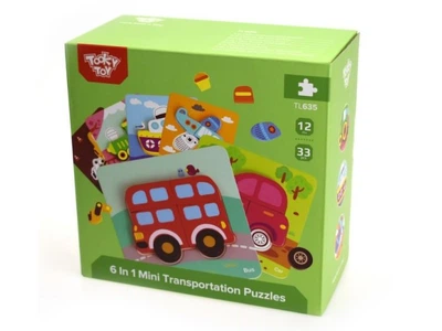 Пазли дерев'яні 6 в 1 Транспорт, Tooky Toy, 5-5-5-5-6-7 ел., TL635
