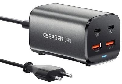Зарядное устройство ESSAGER Collection 2xUSB-C + 2xUSB 67W GaN Desktop Charger Black (ECT2AC-JYB0G-Z)