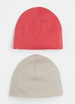 Шапка двойная в рубчик для девочки 2шт H&M 53-54см (8-11лет) Терракотовый и бежевый