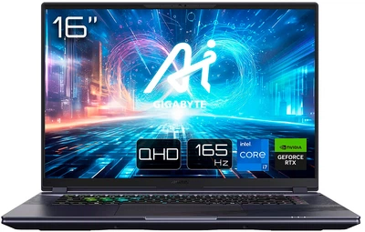 Ноутбук Gigabyte Aorus 16X ASG-53UAC54SD Midnight Gray / 16" IPS WQXGA 165 Гц / Intel Core i7-14650HX / RAM 16 ГБ / SSD 1 ТБ / nVidia GeForce RTX 4070, 8 ГБ (TDP 140 Ват)