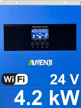 Тихий гибридный солнечный инвертор 4,2 KW ANENJI 24 V/220 V тихий MPPT преобразователь напряжения с чистой синусоидой + модуль управления Wi Fi