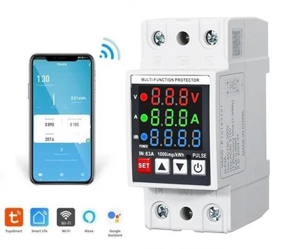Розумне реле напруги WiFi Tuya, струму, вольтметр, амперметр, УЗв, лічильник електроенергії