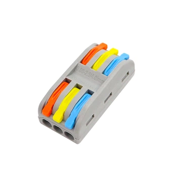 Клемма проходная M423A типа WAGO 3 на 3 провода 0.08–4 мм²/12–28AWG 32А 250В рычажный зажим