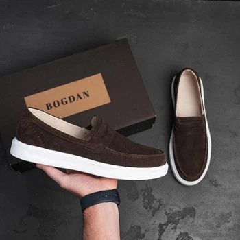 Чоловічі лофери весняно-літній із замші Urban Style Коричневі 45 29,5 см