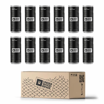 Упаковка пива Underwood Brewery PURE STOUT темне нефільтроване 0.5% 0.33 л х 12 шт