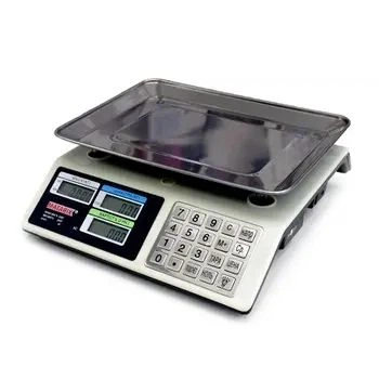 Весы торговые электронные до 50 кг 220В Matarix MX-414 S MB с счетчиком цены, подсветкой и аккумулятором, пластиковые, белые