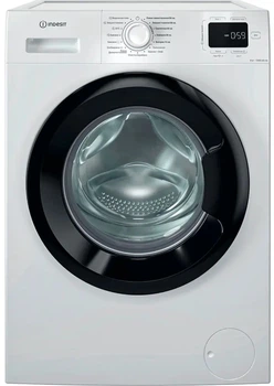 Indesit Пральна машина фронтальна, 8кг, 1200, A+++, 54.6см, дисплей, пара, інвертор, люк чорний, білий
